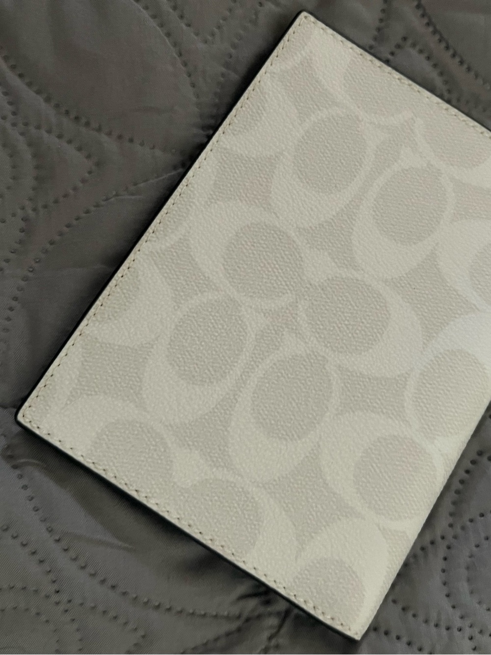 Coach White Signature Canvas Passport Cover